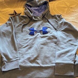 Under Armour Heather Gray Hoodie with Blue Emblem